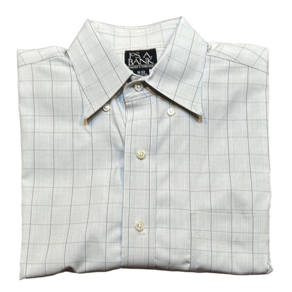JOS. A. BANK Traveler's Collection Men's Cream Plaid Button Down Shirt, 16/33 - Picture 1 of 5